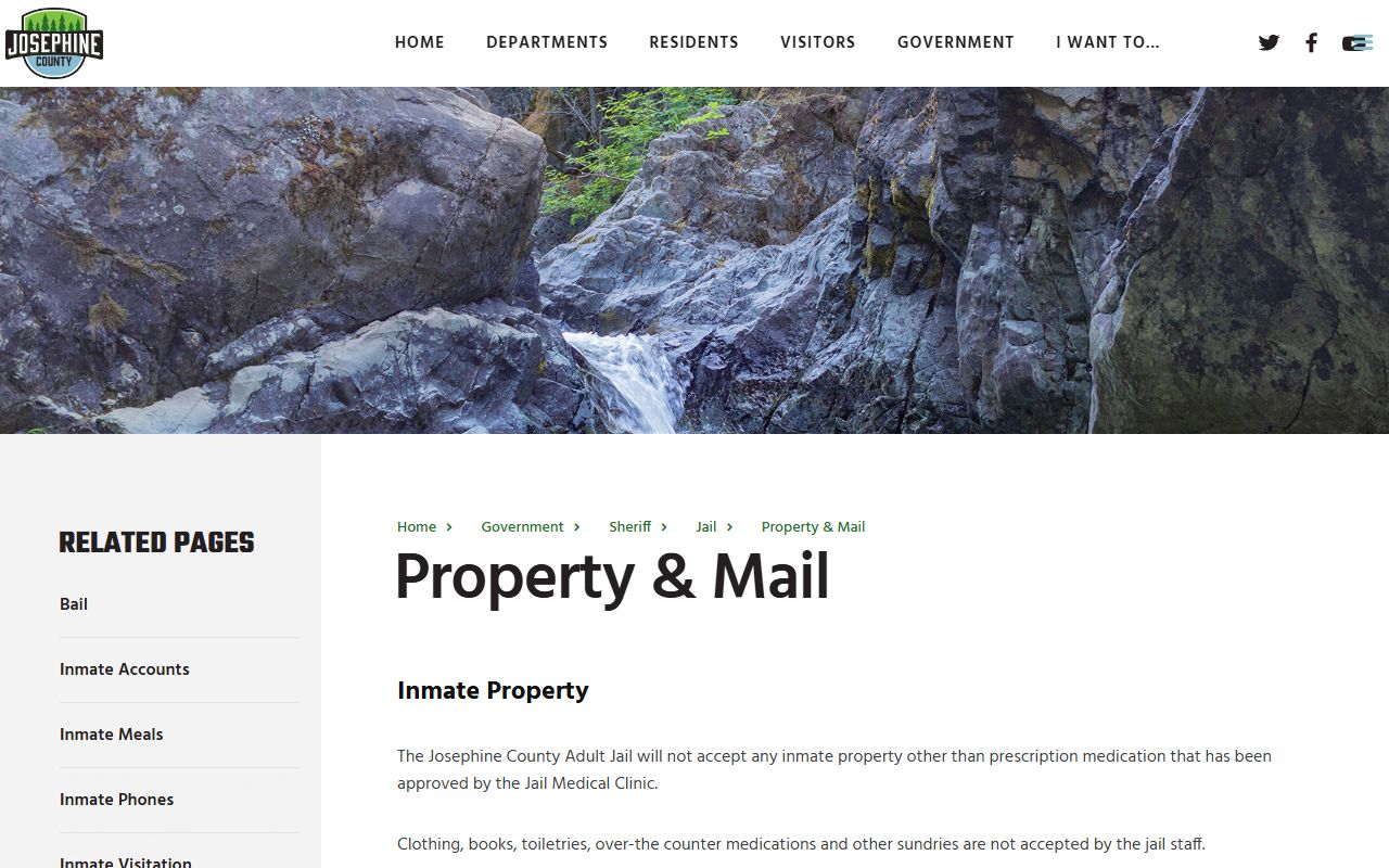 Josephine County Adult Jail mail and property rules