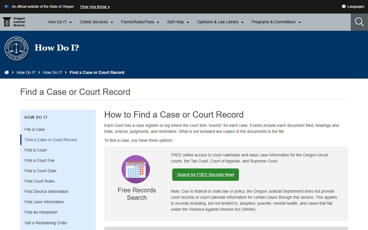 Oregon court records after Josephine County jail arrest lookup routes